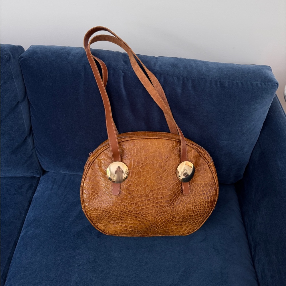 CAVALIERI Vintage Brown Crocodile leather. shoulder/crossbody Bag.
